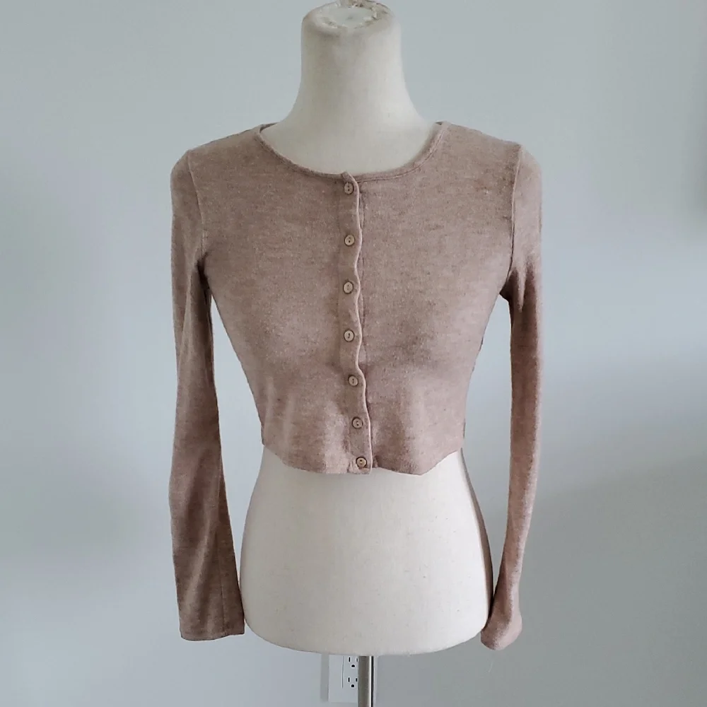 Zara Women's taupe Cropped Cardigan Size S